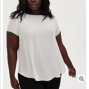 NWOT Torrid Ivory Georgette Embellished Blouse
